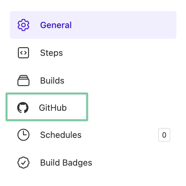 Pipeline settings with example GitHub SCM