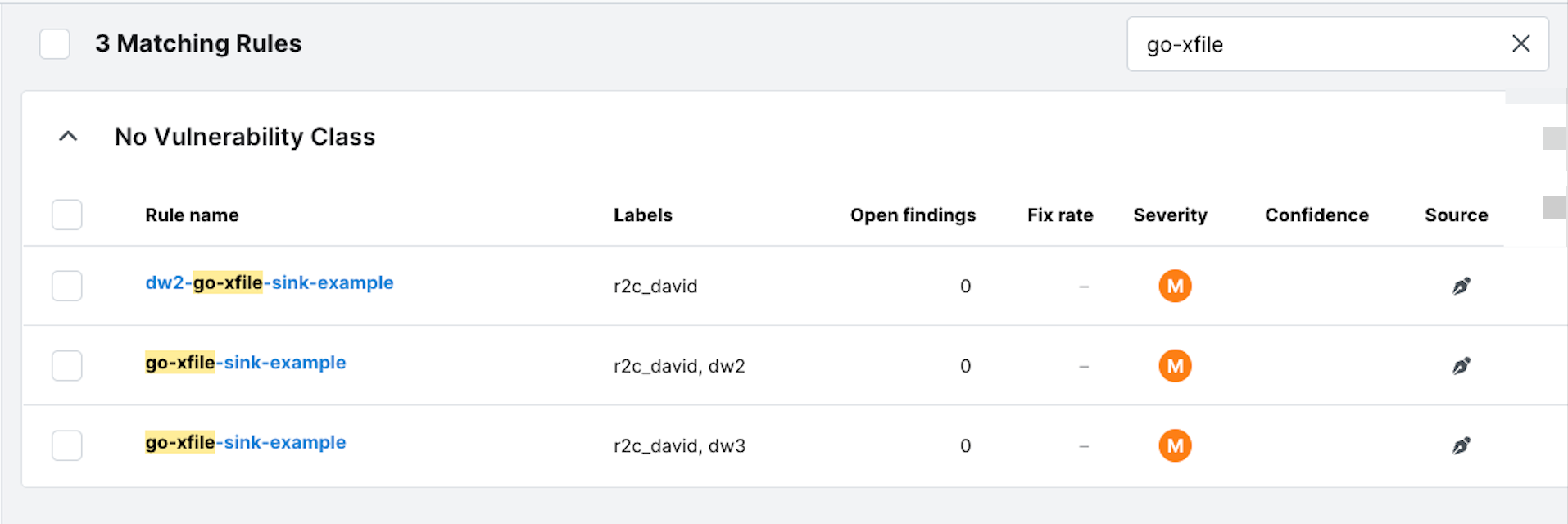 The list of rules in Semgrep AppSec Platform